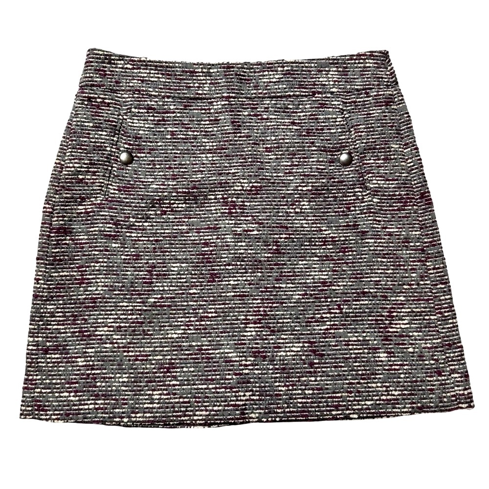 Ann Taylor Loft Skirt Zip up back Lined with Pockets Size 4 Classic Tweed Office